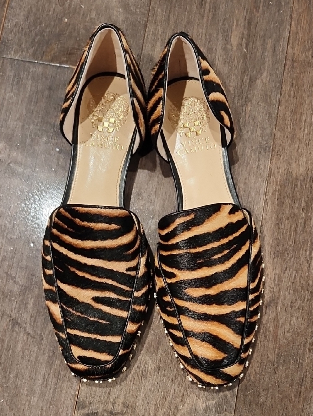 Vince Camuto Black & Tan Tiger-Print D'Orsay Loafers